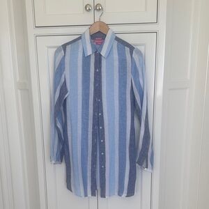 Island Company Blue and White Striped Women's Shirt